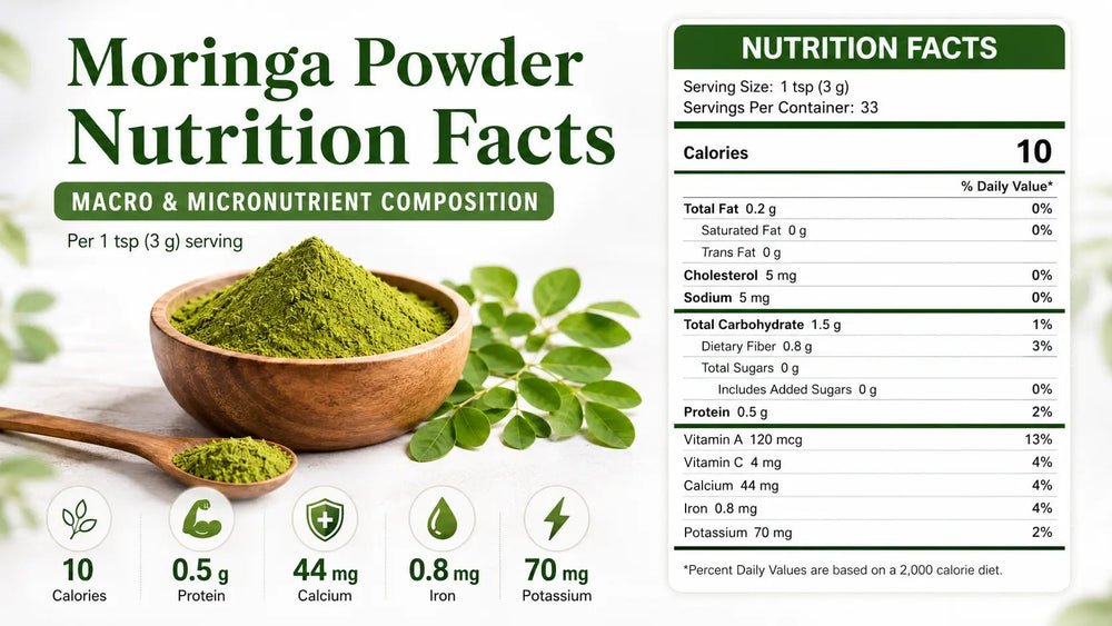 Moringa Powder Nutrition Facts: Macro & Micronutrient Composition - MNT