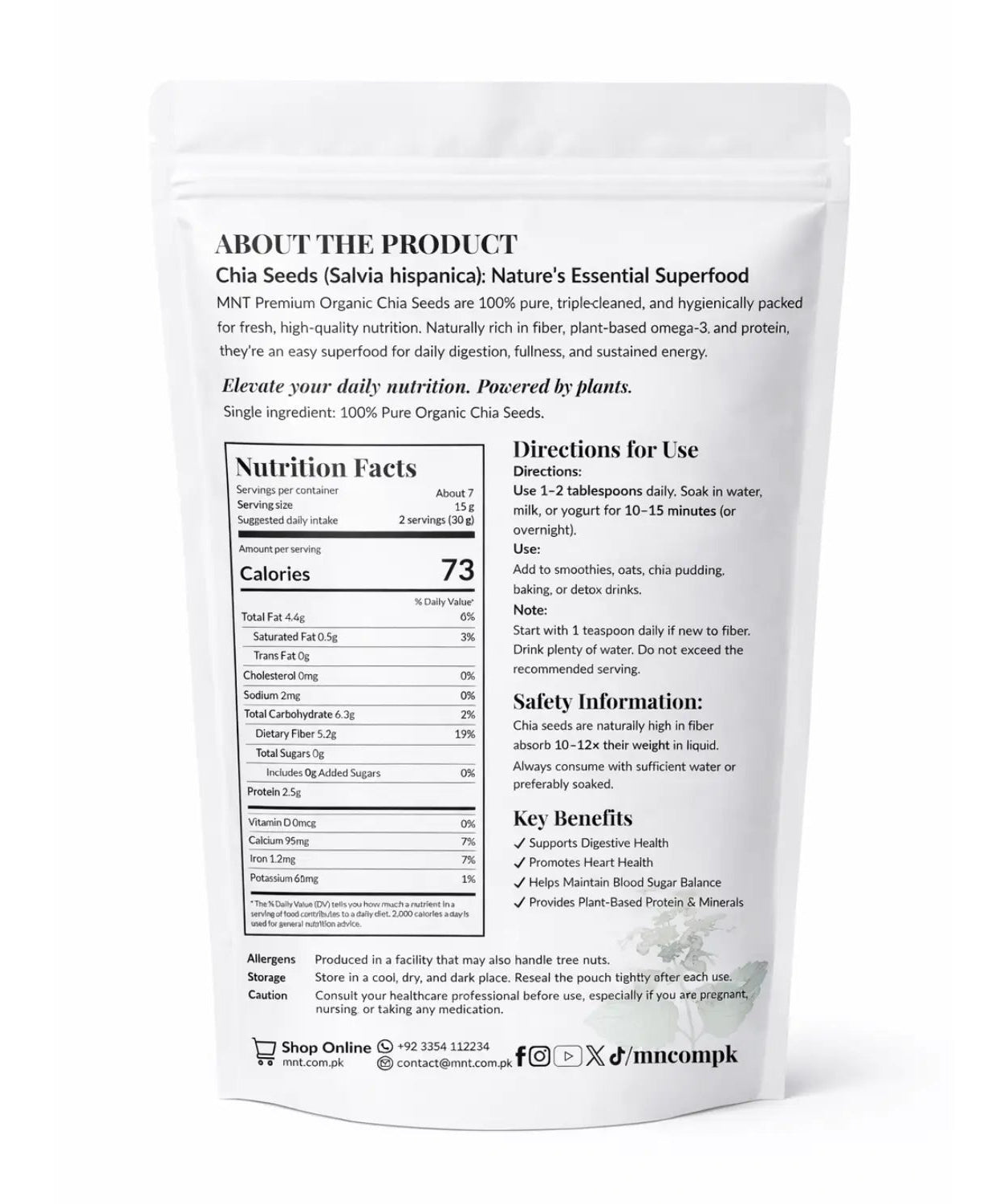 Chia Seeds – 100% Premium Organic Chia Seeds (تخمِ چیا / چیا سیڈز) in Pakistan - MNT