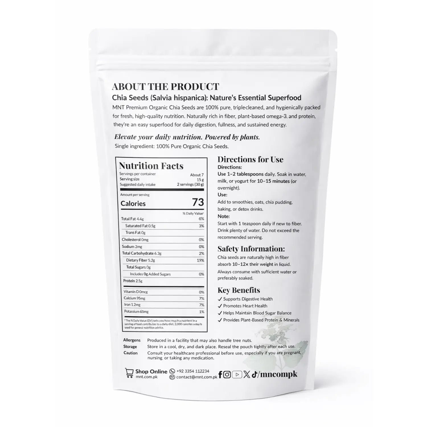 Chia Seeds – 100% Premium Organic Chia Seeds (تخمِ چیا / چیا سیڈز) in Pakistan - MNT