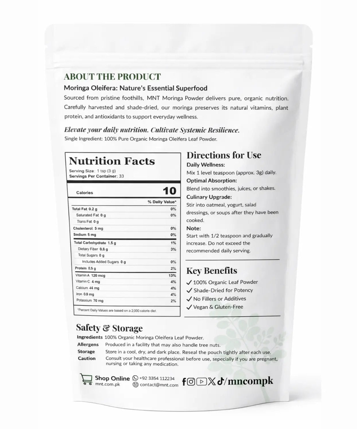 Moringa Powder – 100% Organic Moringa Leaf Powder (Sohanjana) in Pakistan - MNT