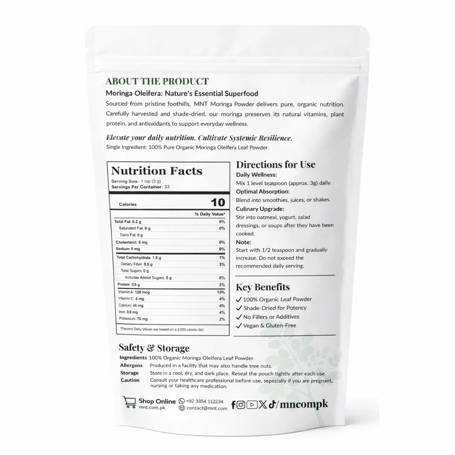 Moringa Powder – 100% Organic Moringa Leaf Powder (Sohanjana) in Pakistan - MNT