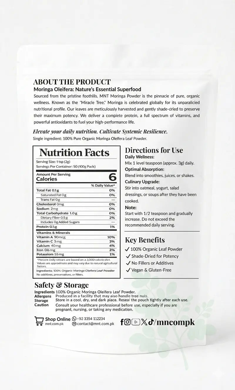 Moringa Powder – 100% Organic Moringa Leaf Powder (Sohanjana) in Pakistan - MNT